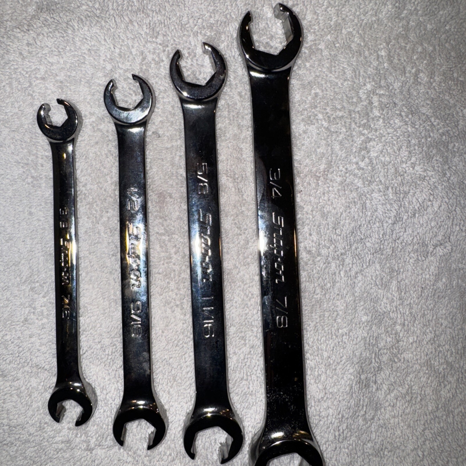 Snap On Double End Combo Flare Nut Set Of 4 -3/4-7/8,5/8-11/16,1/2-9/16,3/8-7/16