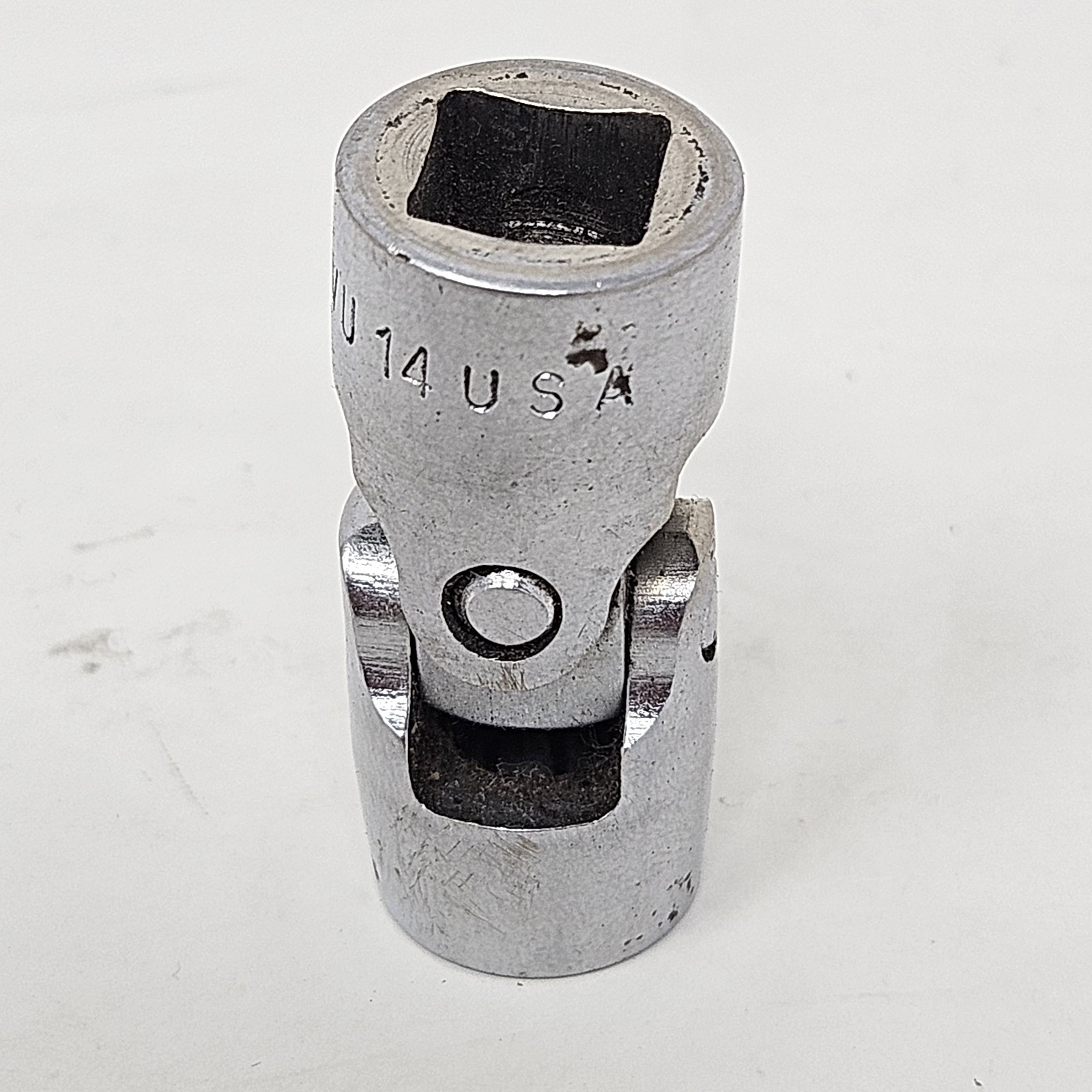 Vtg Snap-on 3/8″ Drive 12 Point 7/16” Shallow Swivel Socket SAE FVU14 Made USA