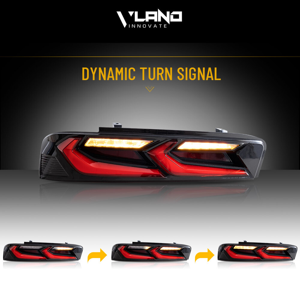 SET VLAND DRL FULL Smoked LED Tail Lights For Chevy Camaro 2016-2018 Assembly