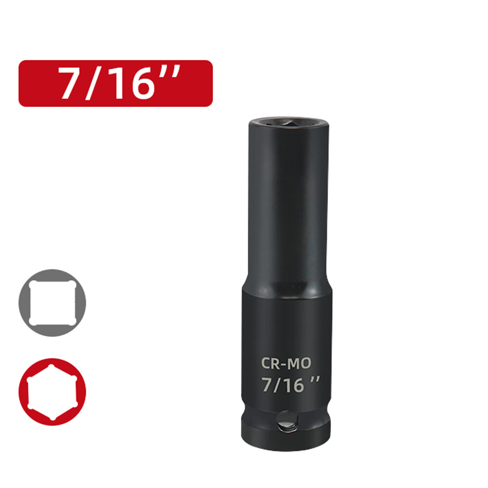 1/2″ Deep Impact Socket 6-Point Impact Tools CR-MO SAE 7/16 to 1-1/4-Inch