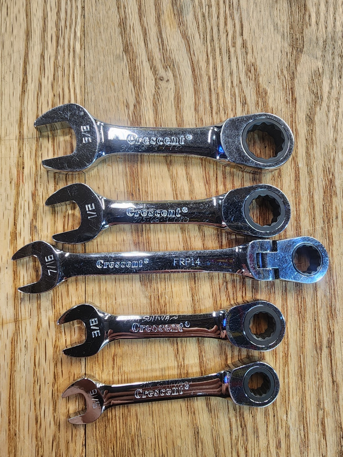 Stubby CRESCENT brand SAE Ratchet Wrench Set Vintage FRP SFR USA Standard Pivot
