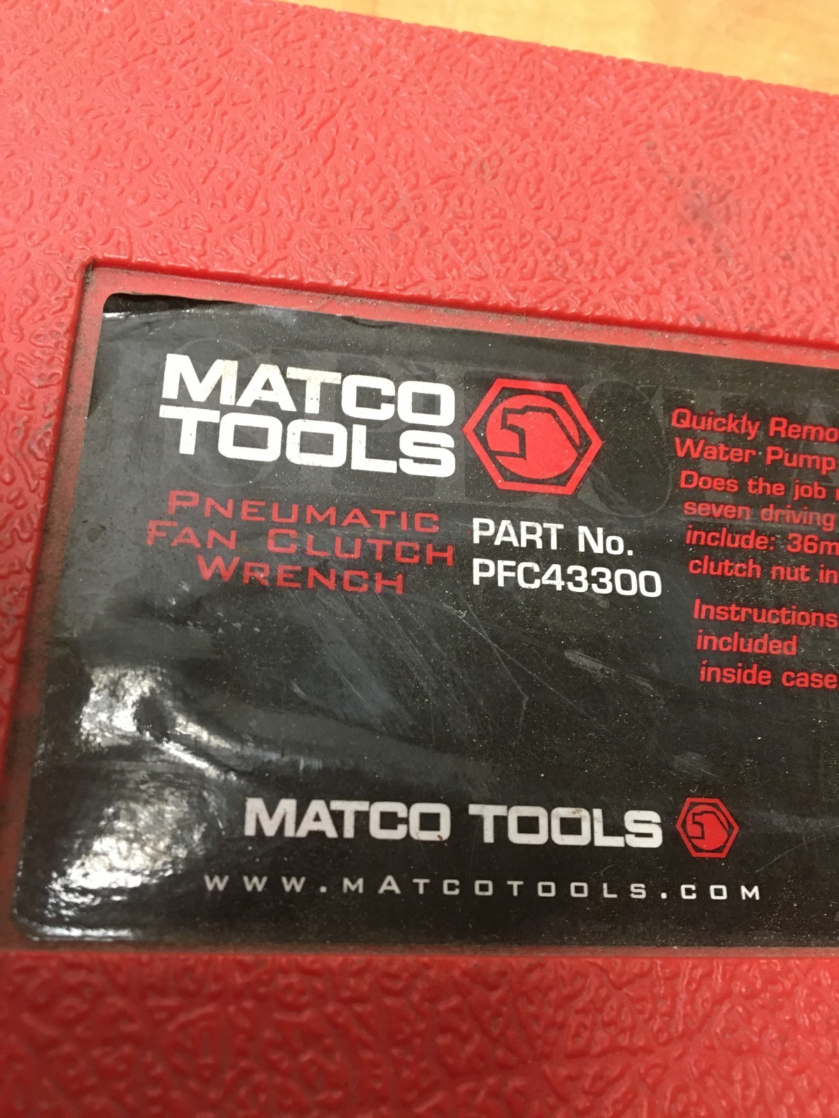 Matco Tools Pneumatic Fan Clutch Wrench PFC43300 Complete Set 36mm to 2″ 8pc
