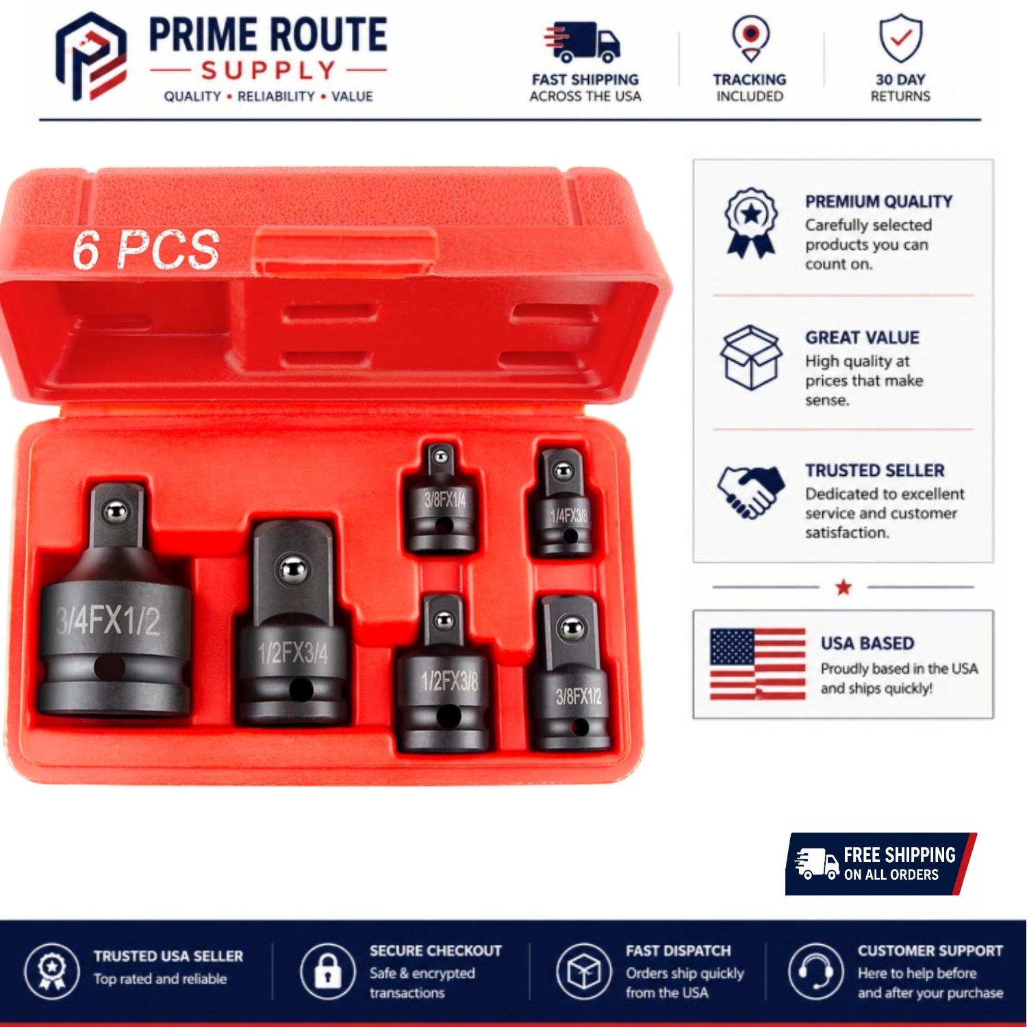 High-Quality 6-Piece Socket Reducer and Adapter Kit for Professional Use