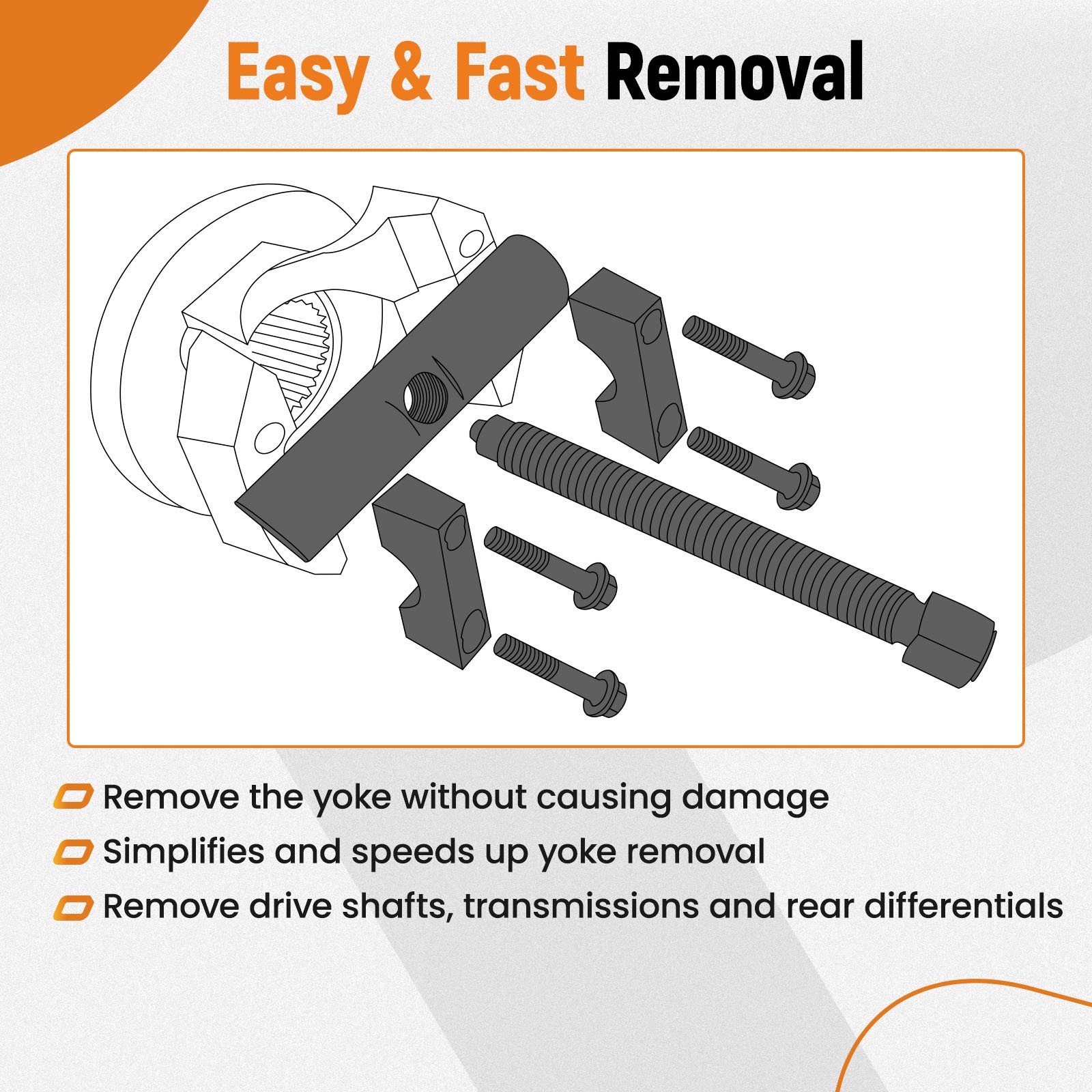 60050 Heavy-Duty Yoke Puller Semi Truck Yoke Remover Tool For Class 6-8 Trucks✨