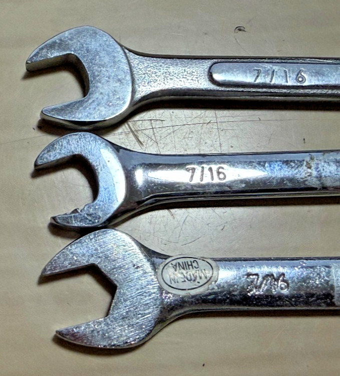 New 3 Pc Combination Wrench 12 Point SAE Standard 7/16 Inch 5.5 in long
