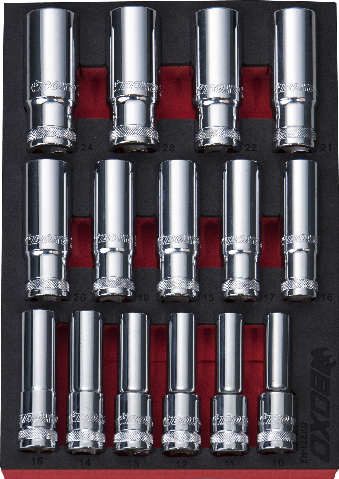 1/2″ Drive Deep Socket Set 15 Pce 6 Point BOXO BX296-R2