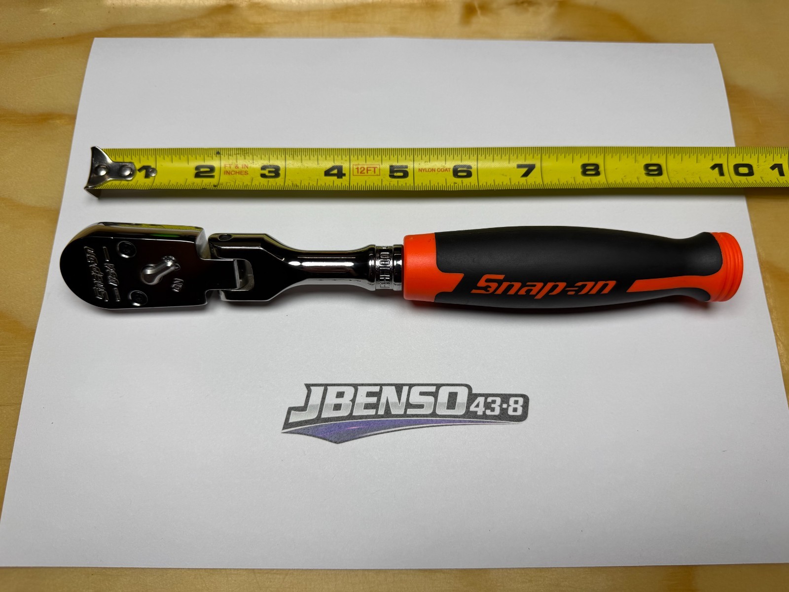 Snap-on Tools USA NEW ORANGE 3/8″ Drive 100 Tooth Soft Grip Flex Ratchet FHF100O