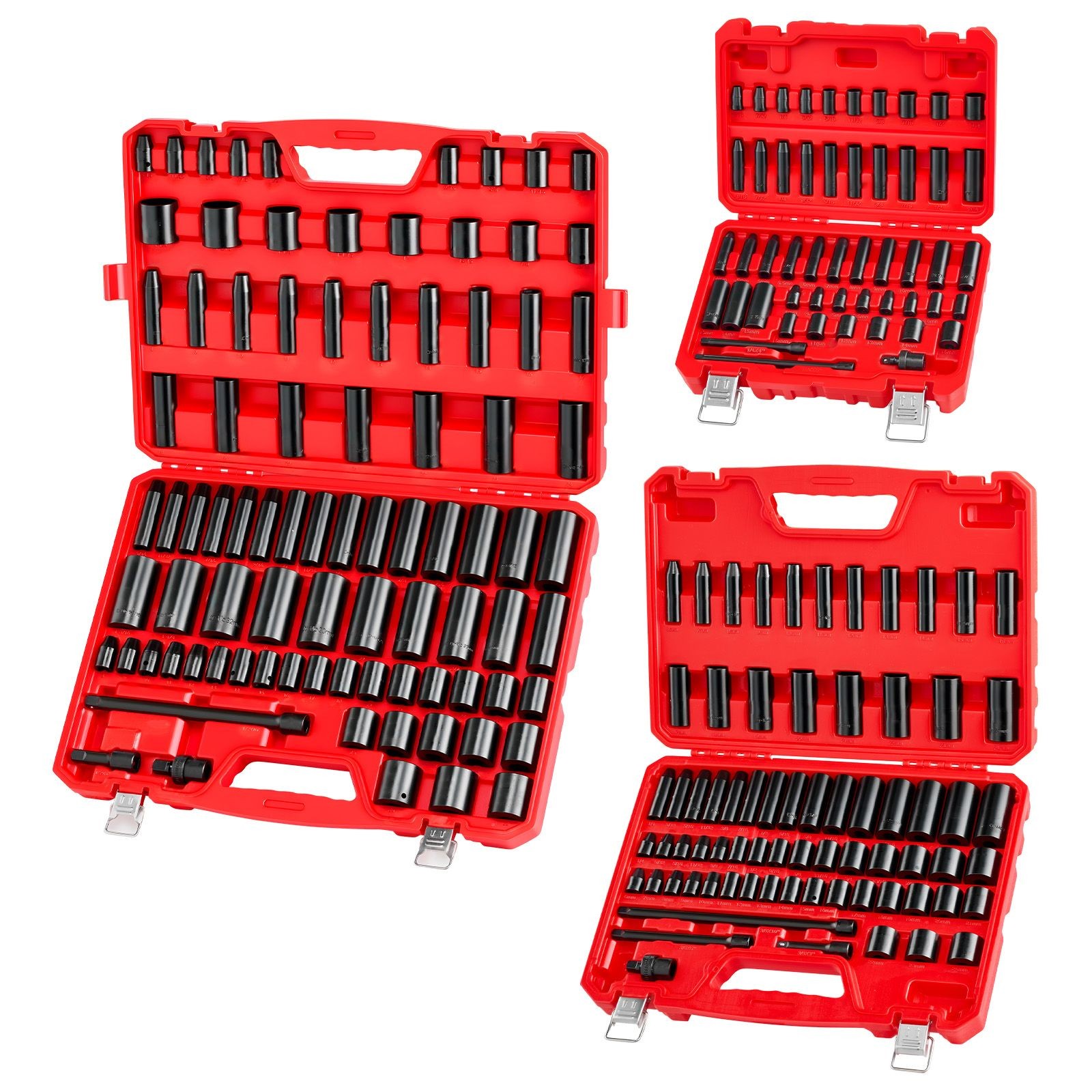 210-Piece Cr-V Steel Impact Socket Set 1/4 3/8 1/2 Inch Drive Metric SAE
