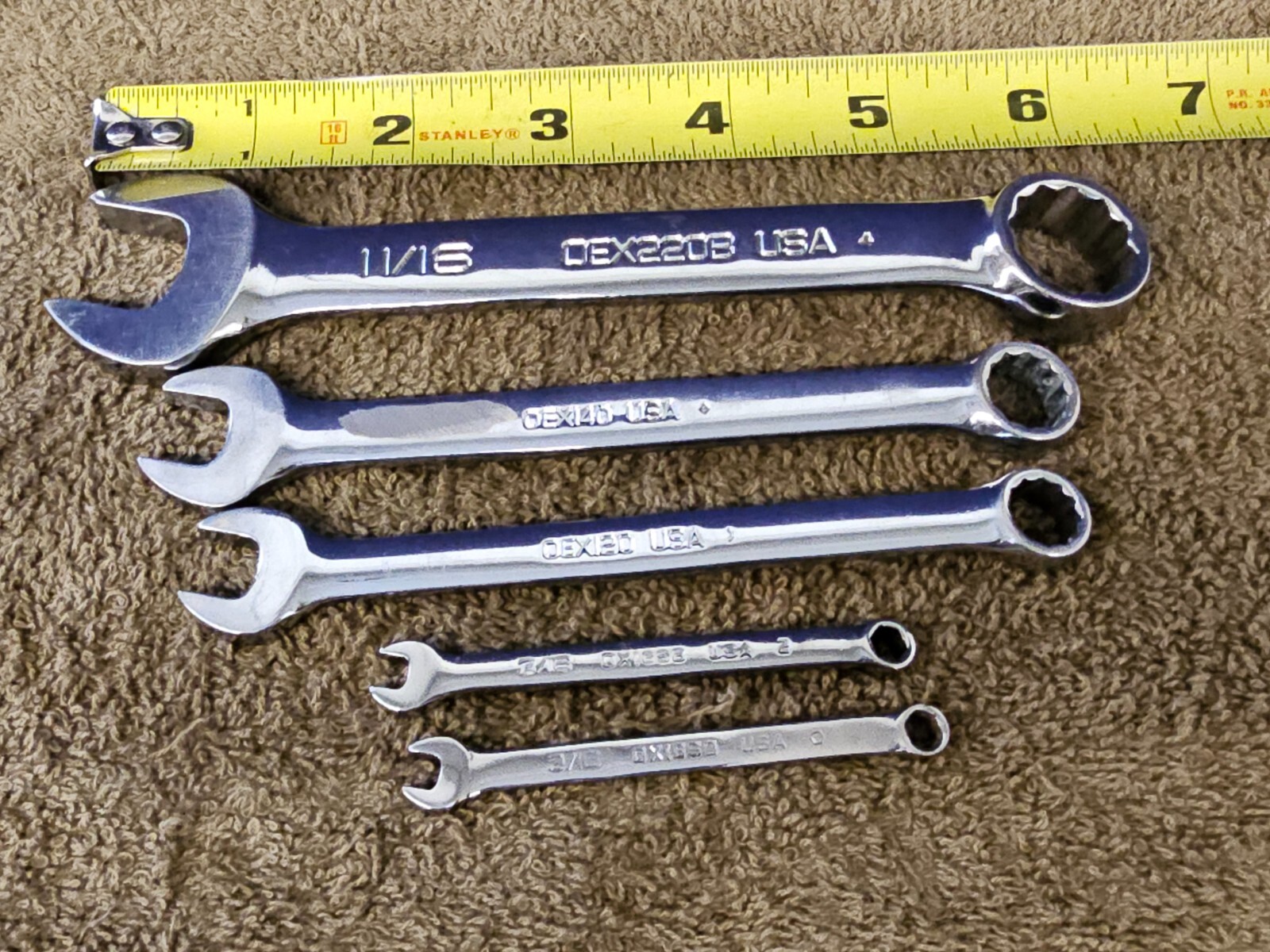 5 Snap-On Stubby Combination Wrench Set OEX OEX220B 11/16″ 7/16″ 3/8″ 3/16″