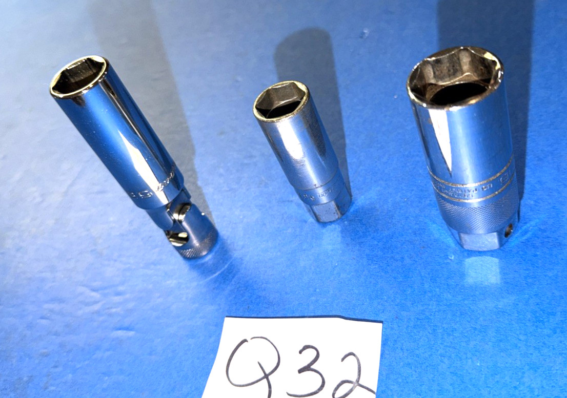 SNAP-ON TOOLS 3 PIECE 3/8 DRIVE SPARK PLUG SOCKETS 1 NEW 2 USED