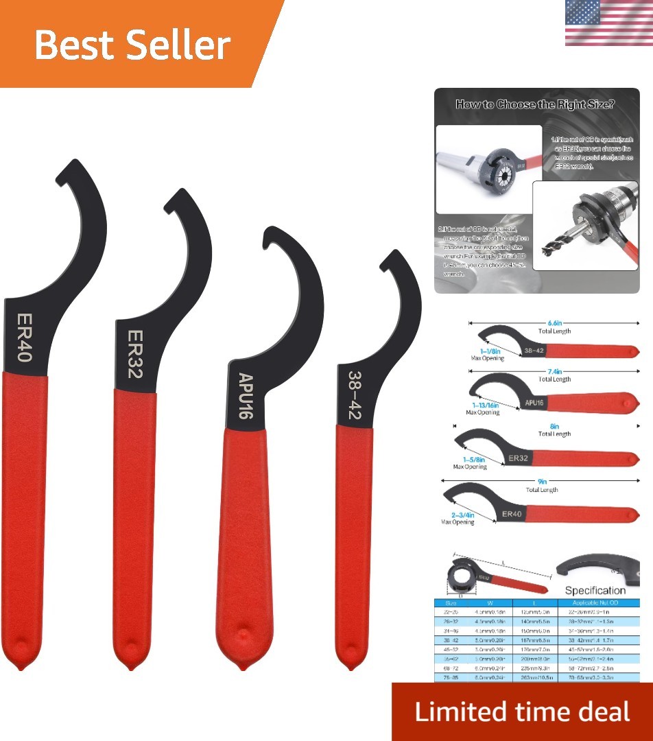 High-Speed Steel 4pcs Spanner Wrench Set – Ideal for Auto and Bike Maintenance