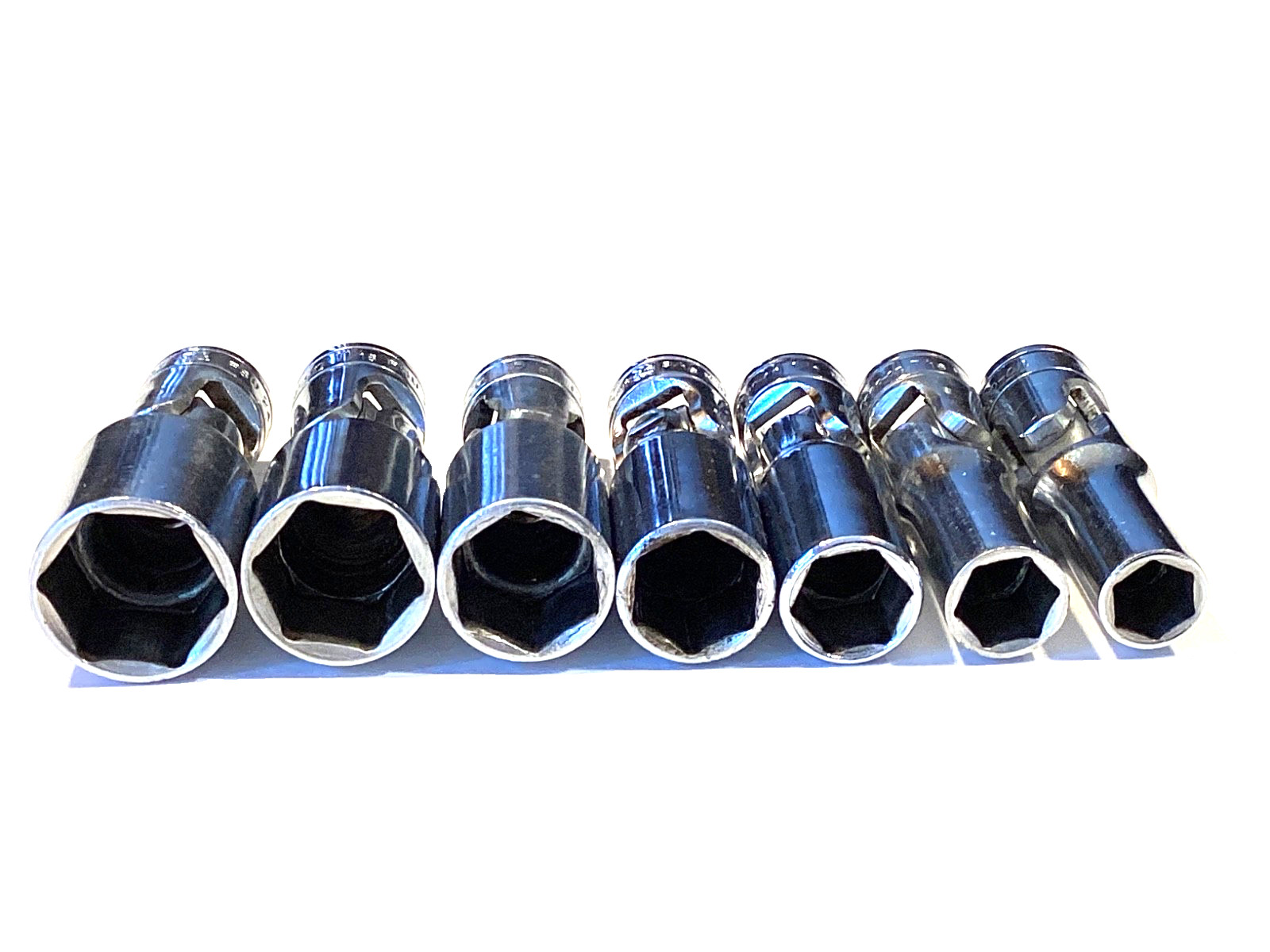 Snap On USA 207FSU 7 Piece 3/8″ Drive 6 Point SAE DEEP Swivel Socket Set NICE