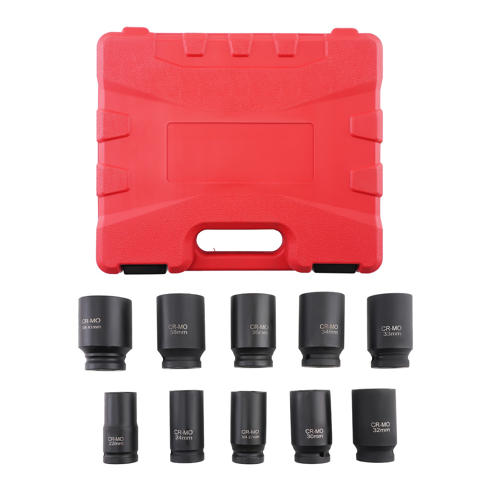 10pack 6 Point 3/4″ Drive Deep Impact Socket Tool Set 22-41mm Metric Sockets