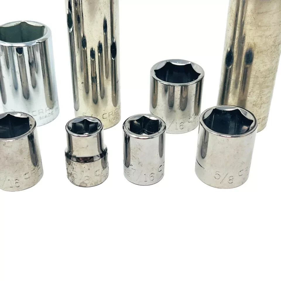 16 Pcs Craftsman 5/16 7/8 5/8 7/16 9/16 15/16 11/16 in, Socket Set, Made in USA