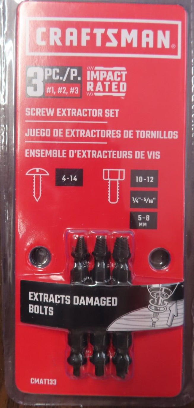 Craftsman M2 High Speed Steel Double-Ended Screw Extractor Set 3 pc #CMAT133