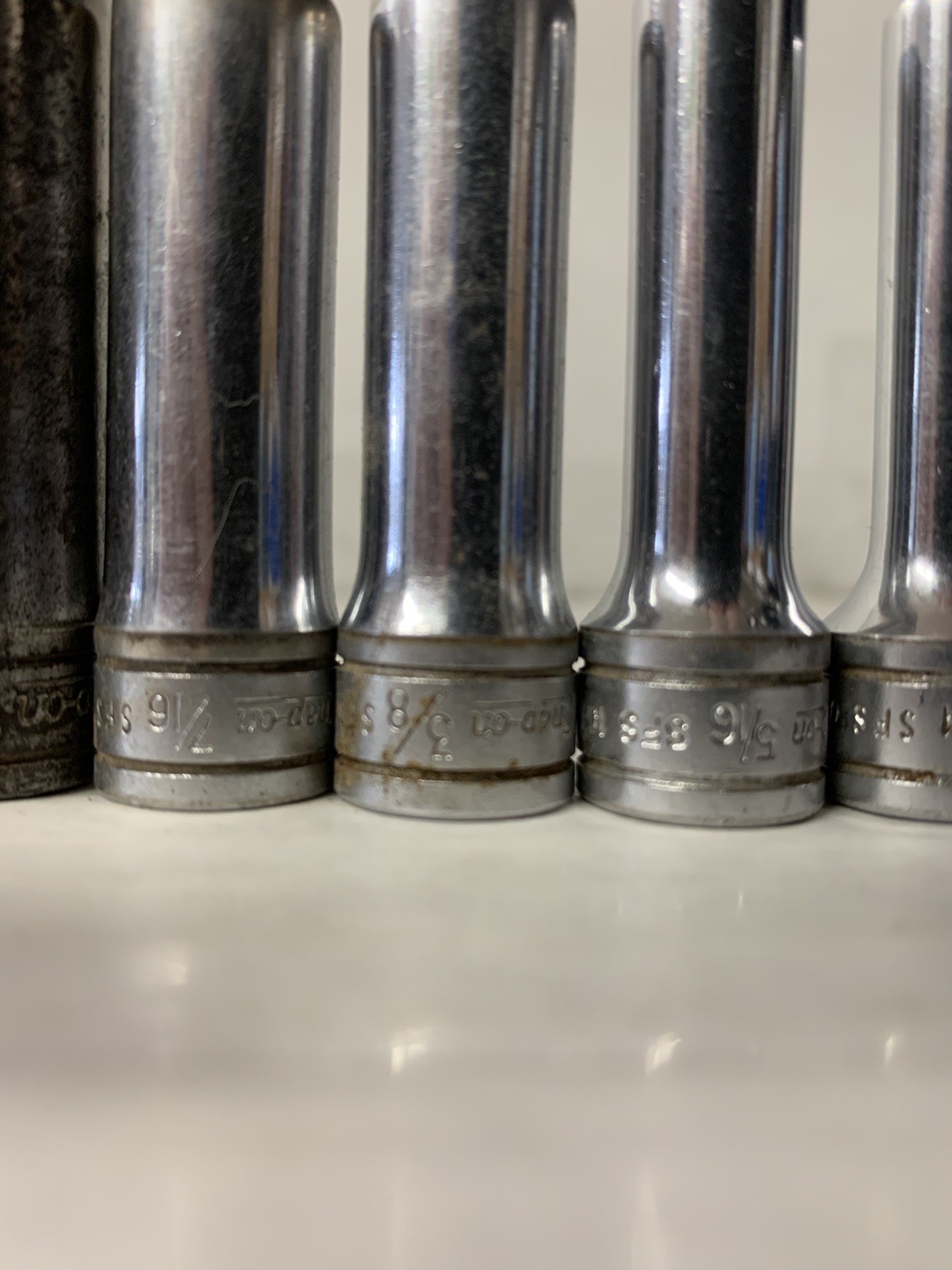 Snap-On Tools Deep Socket Set 3/8″ Drive 1/4″ to 7/8″ -8 Pieces-NOT COMPLETE