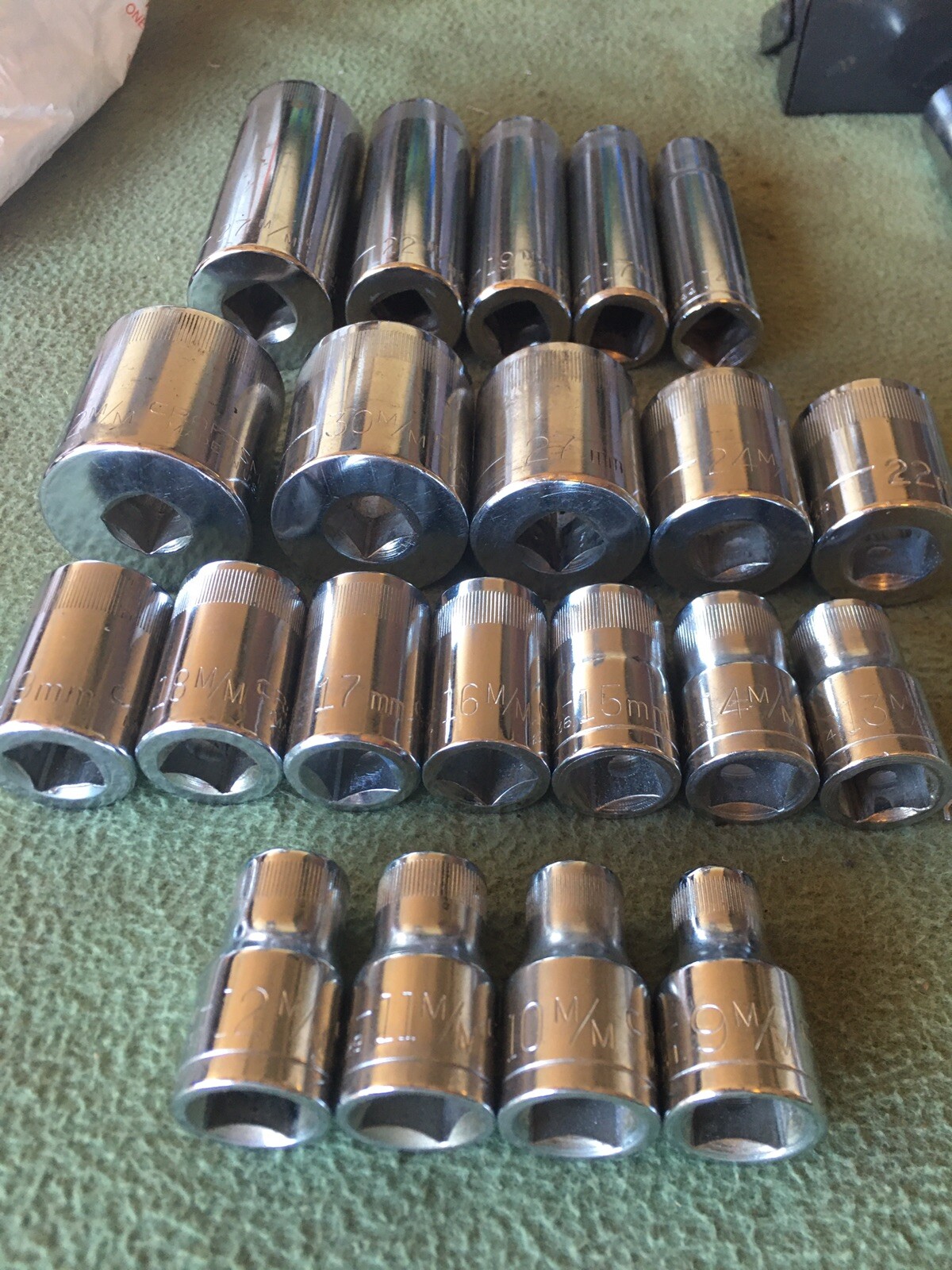 Craftsman Vintage Metric mm 12-6 Point Socket Set lot of 39-V-VV Great Condition