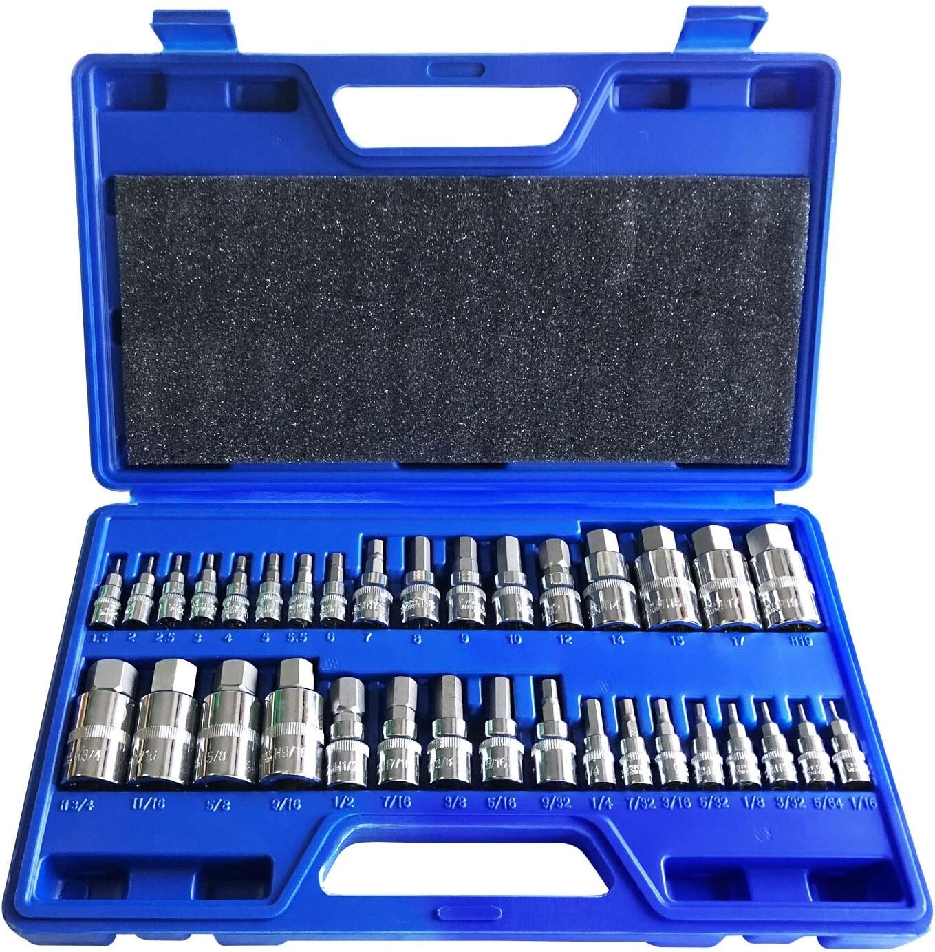 Versatile 34-Piece Chrome Finish Hex Key Set for Mechanics & DIY Projects
