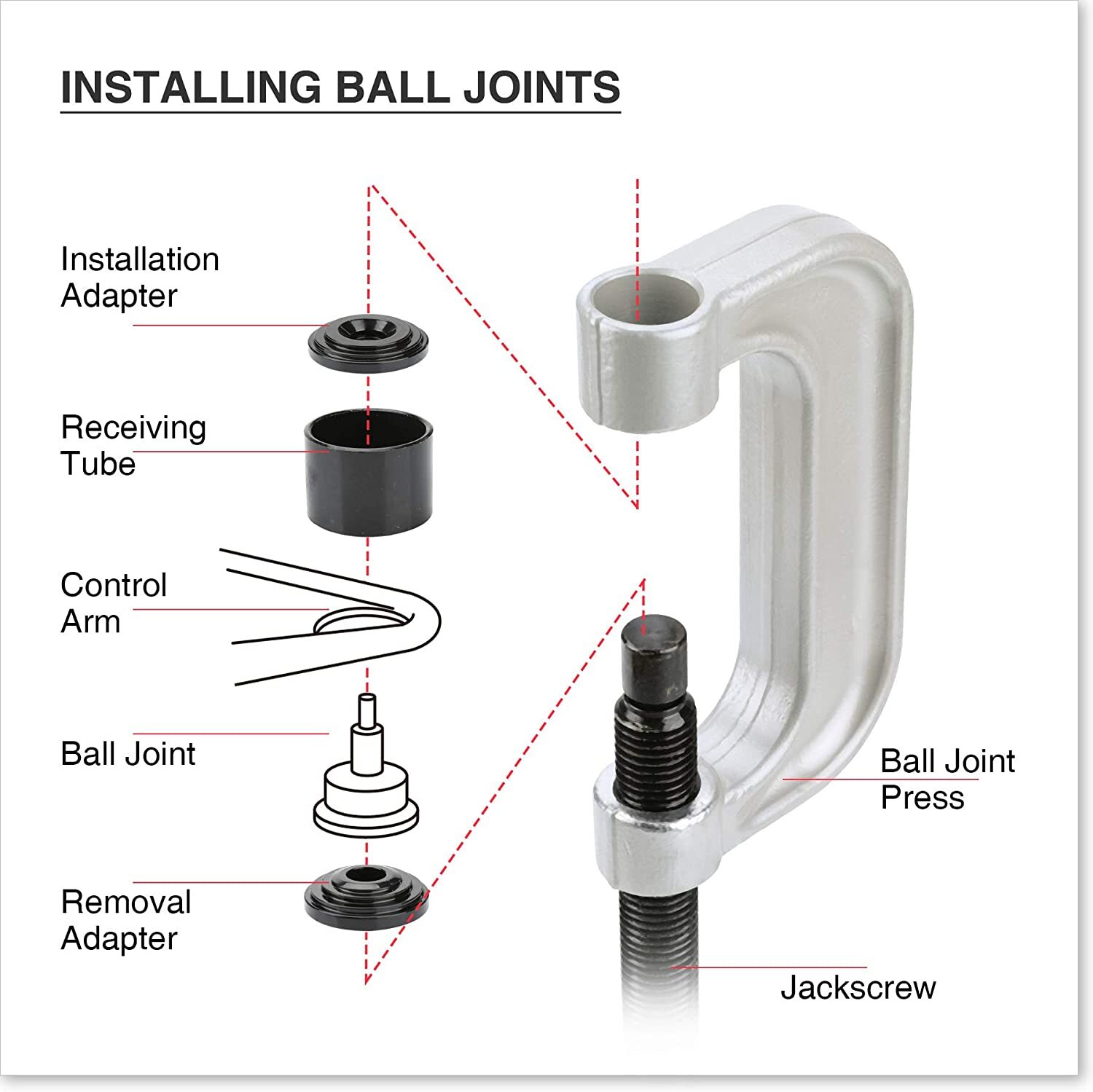 21pc Ball Joint Auto Repair Remove Installing Master Adapter C-Frame Press 2 4WD