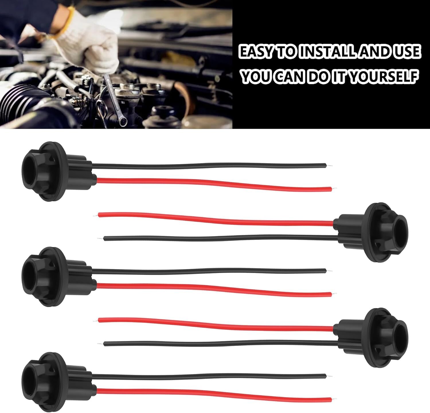 5PCS 194 Bulb Socket with Wire Pigtail,T10 for Plum Blossom Base