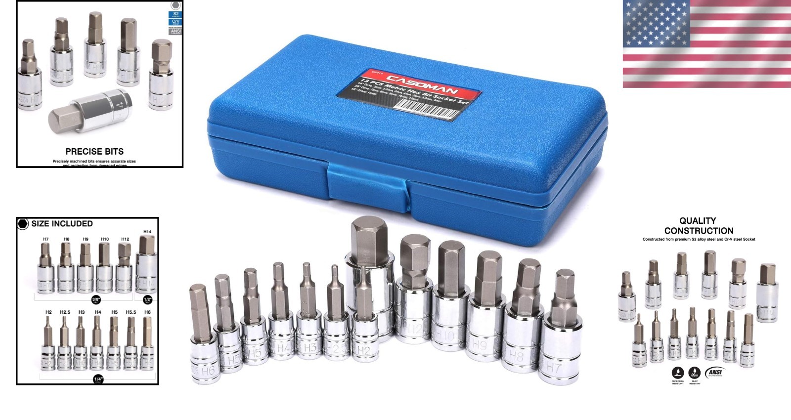 Comprehensive 13-Piece Metric Hex Bit Socket Set, Easy Carry Case Included
