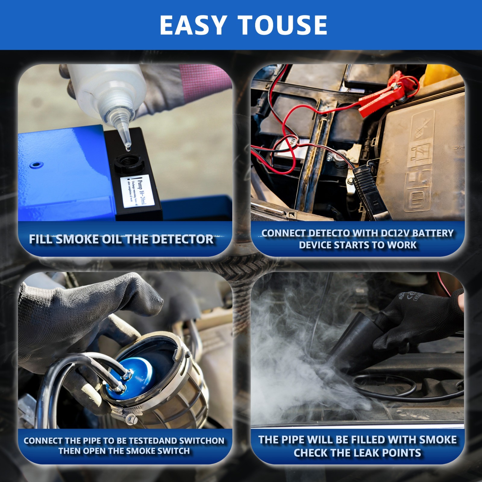 Automotive Smoke Machine Lead Detector EVAP Vacuum Diagnostic Tester DC 12V