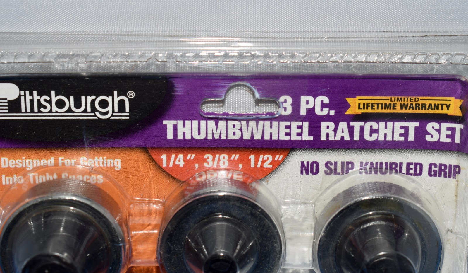 3pc Pittsburgh ThumbWheel Ratchet Set 1/4 3/8 1/2 Reversing Thumb Lever 94011 B2