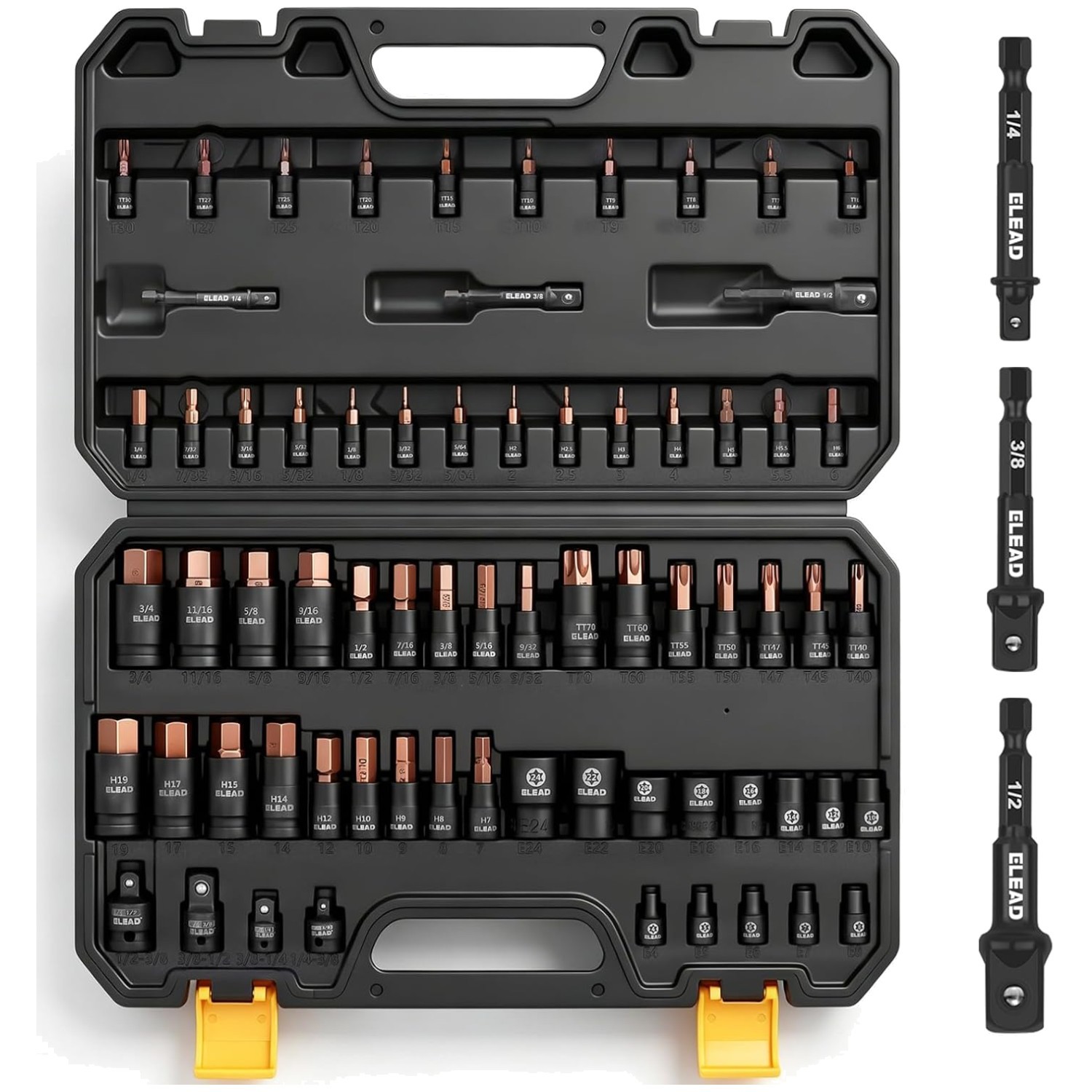 66-Piece Torx & Hex Bit Socket Set: Alloy Steel
