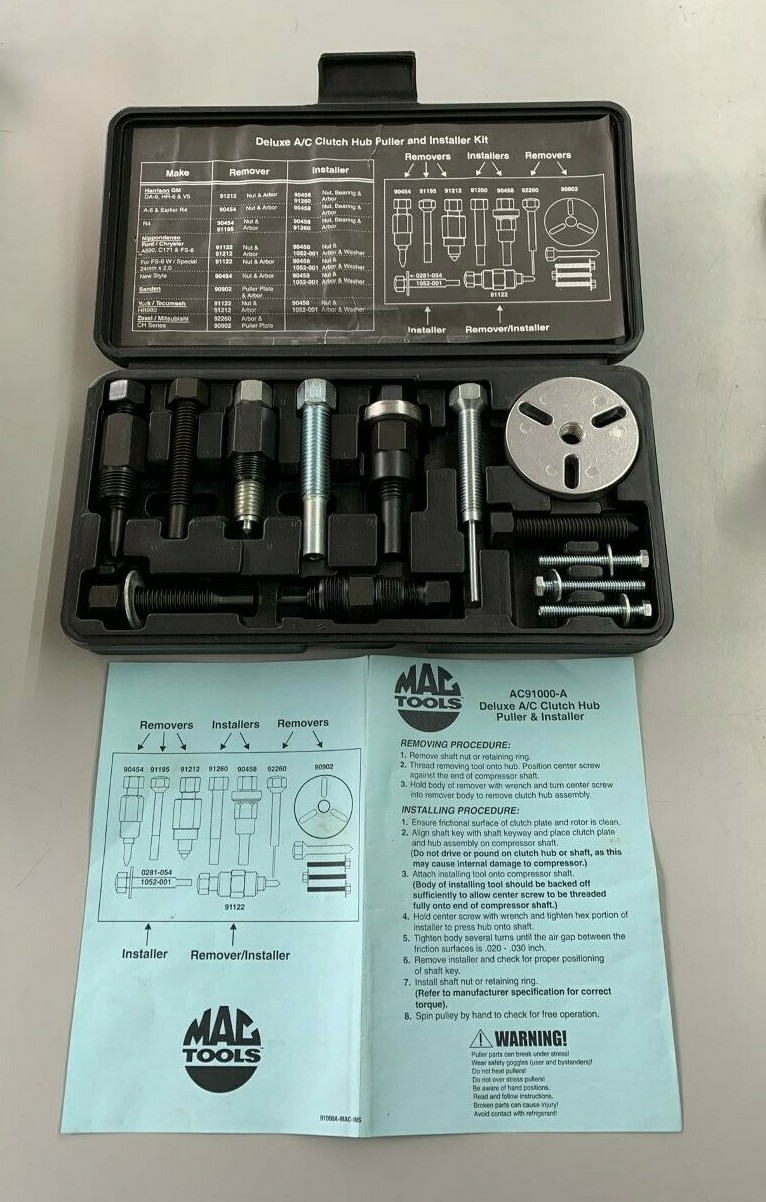 MAC Tools Deluxe A/C Clutch Hub Puller & Installer Kit AC20868 NEW NEVER USED