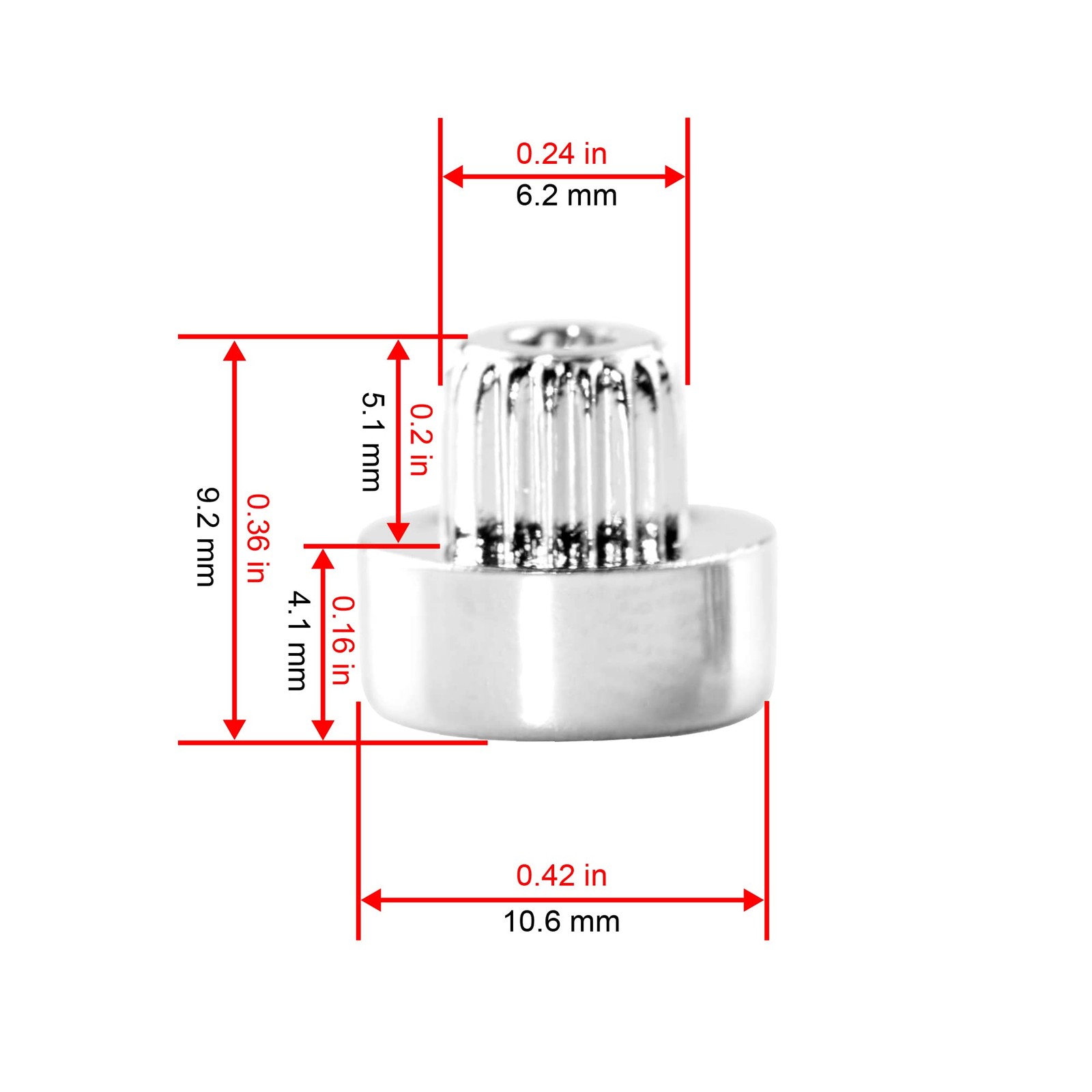 50pcs Wheel Rim Lip Rivets Nuts of 6.2mm/0.24in Hole 6.2mm(0.24″)Diam, Chrome