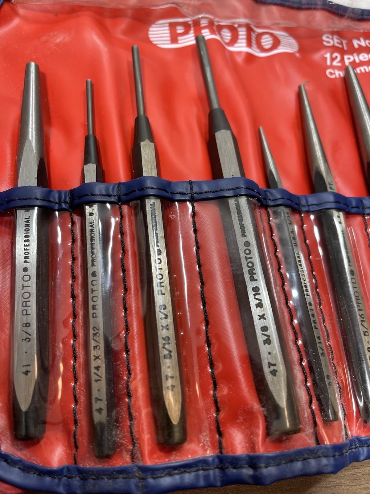 NEW Proto Professional 12pc Punch & Chisel Set No. 2 w/Pouch (MADE USA)