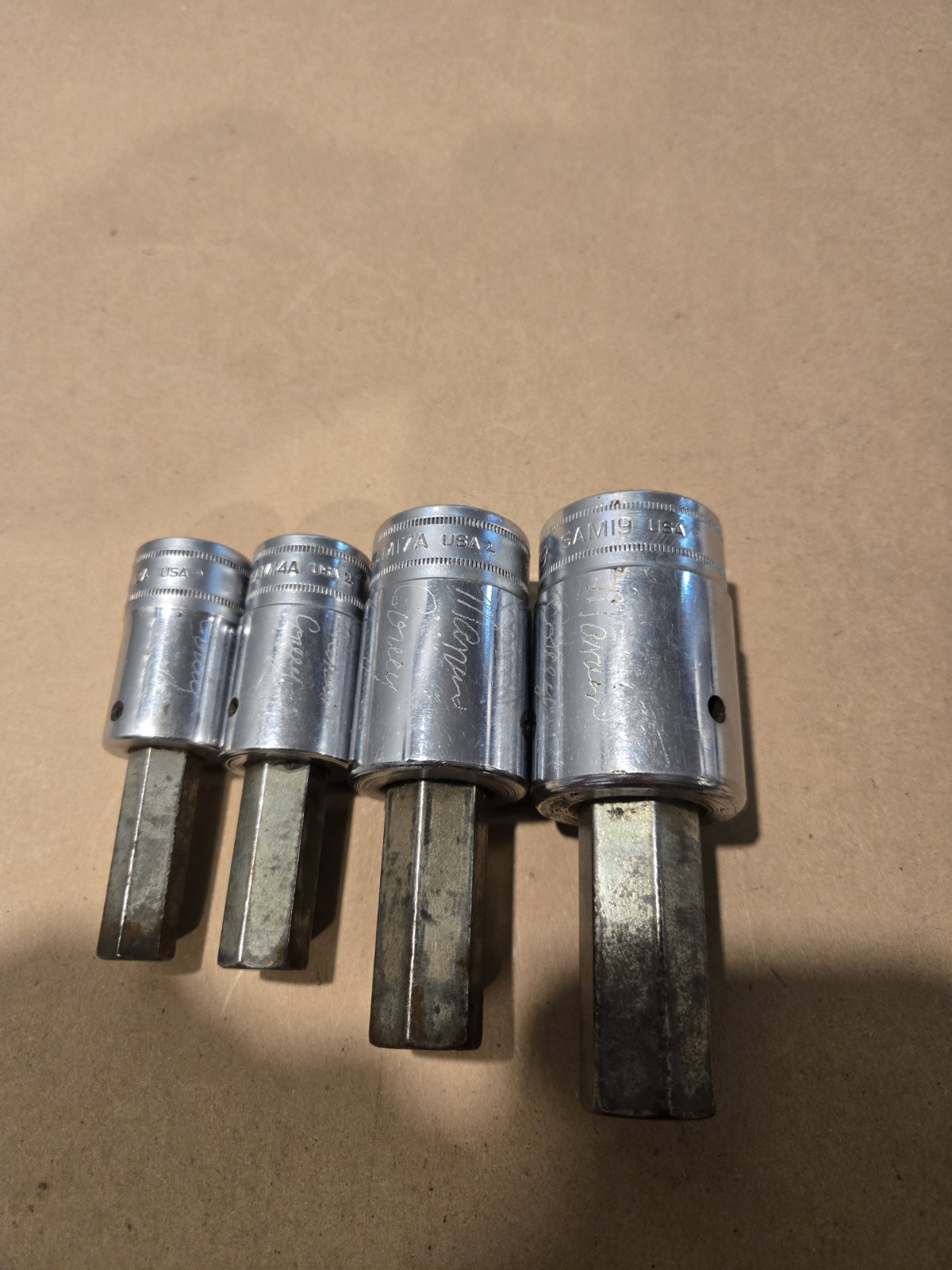 Snap On 1/2 Drive 12MM,14MM,17MM,19MM Metric Hex Bit Driver Sockets USA Lot Of 4