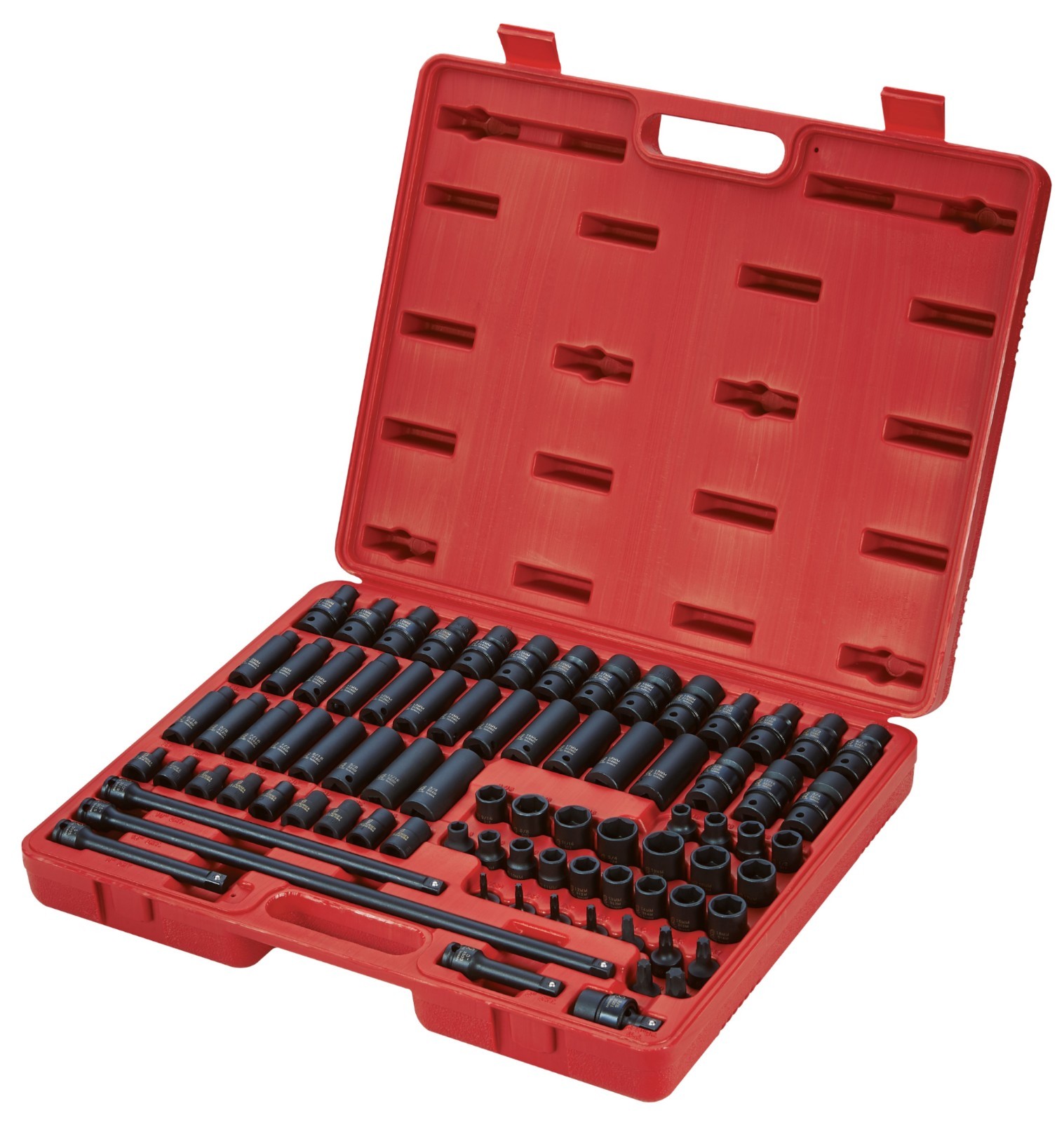 Sunex 3580 80pc 3/8in Impact Socket Set with Case SAE and Metric Tools