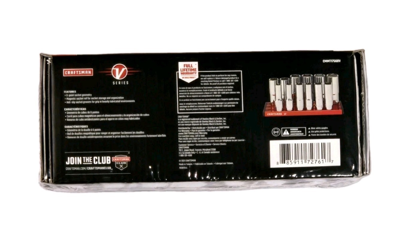 Craftsman V-Series 3/8″ Drive Metric Deep Socket Set 6 Pt 12 Piece CMMT17560V