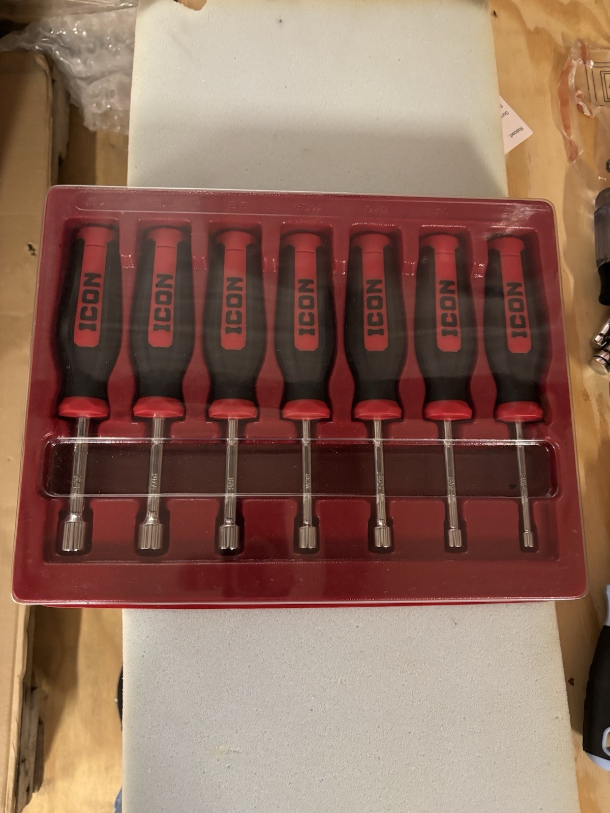 Icon SAE Hollow Shaft Nutdriver Set In Plastic Storage Container With Lid