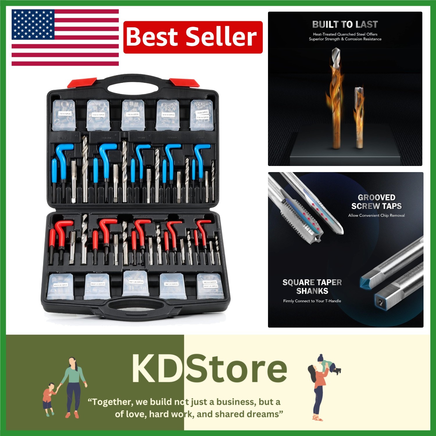 All-in-One Thread Repair Kit SAE & Metric – 304 Pieces, Heavy-Duty Rethreadin…