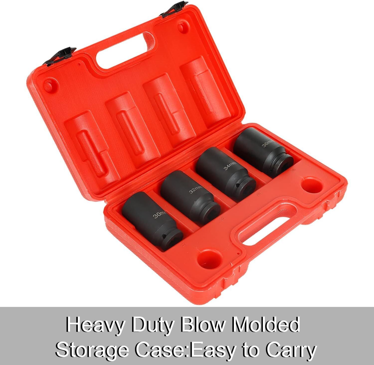 Automotive Wheel Lug Nut Remover Socket Set METRIC 30mm 32mm 34mm 36mm 12 point