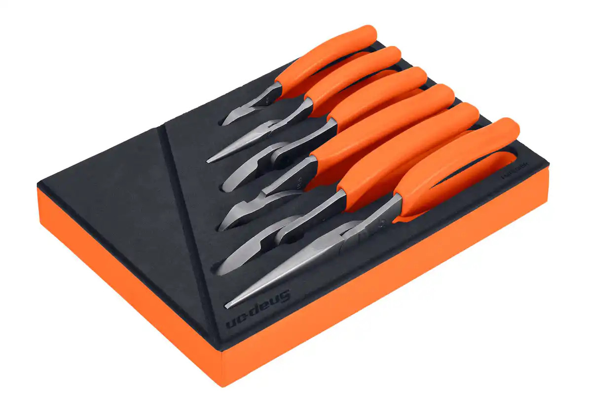 Snap-On NEW 6 Piece Orange Essential Pliers / Cutters Set w/ PRO-FI Foam Holder
