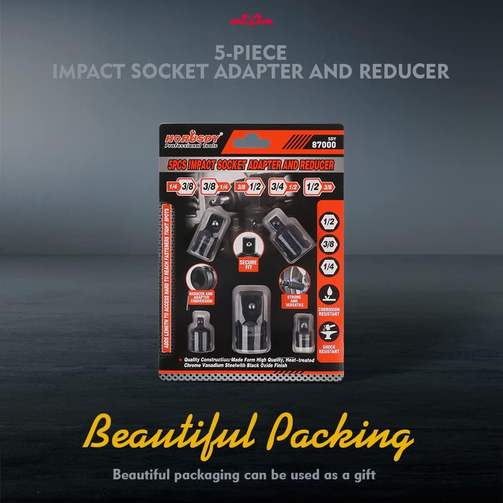 Impact Adapter And Reducer Set Socket Driver Wrench 1/2 to 3/8 3/4 Cr-V
