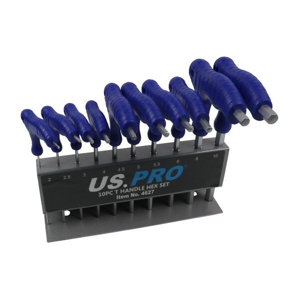 US PRO 10pc Long Metric Hex Allen key Wrench Set 2mm – 10mm T Handle Keys