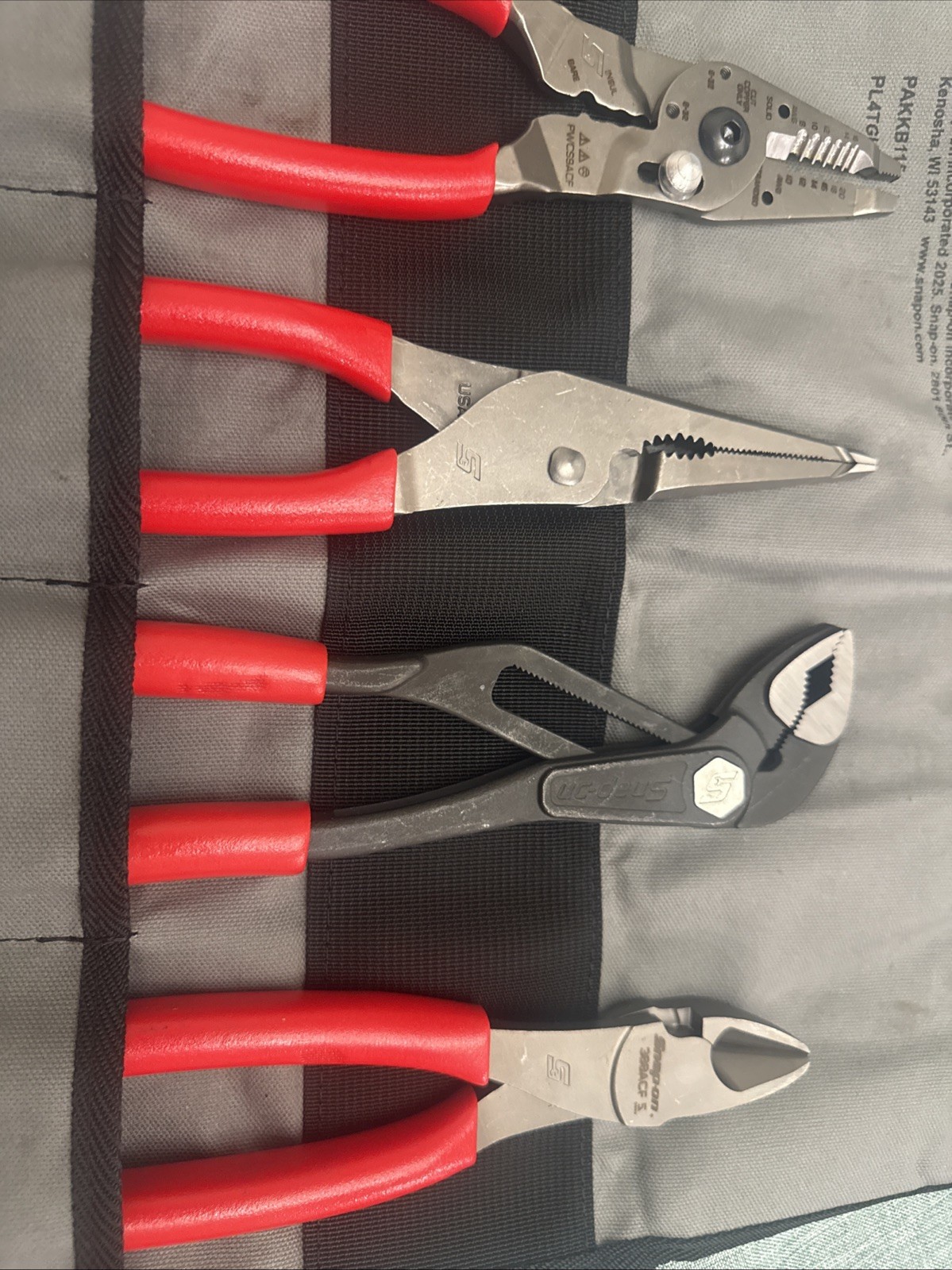 For Snap On 4pc Plier Set ( 388ACF + PWCS9AF + LN47ACF + AWPBX10) PL4TGKB1