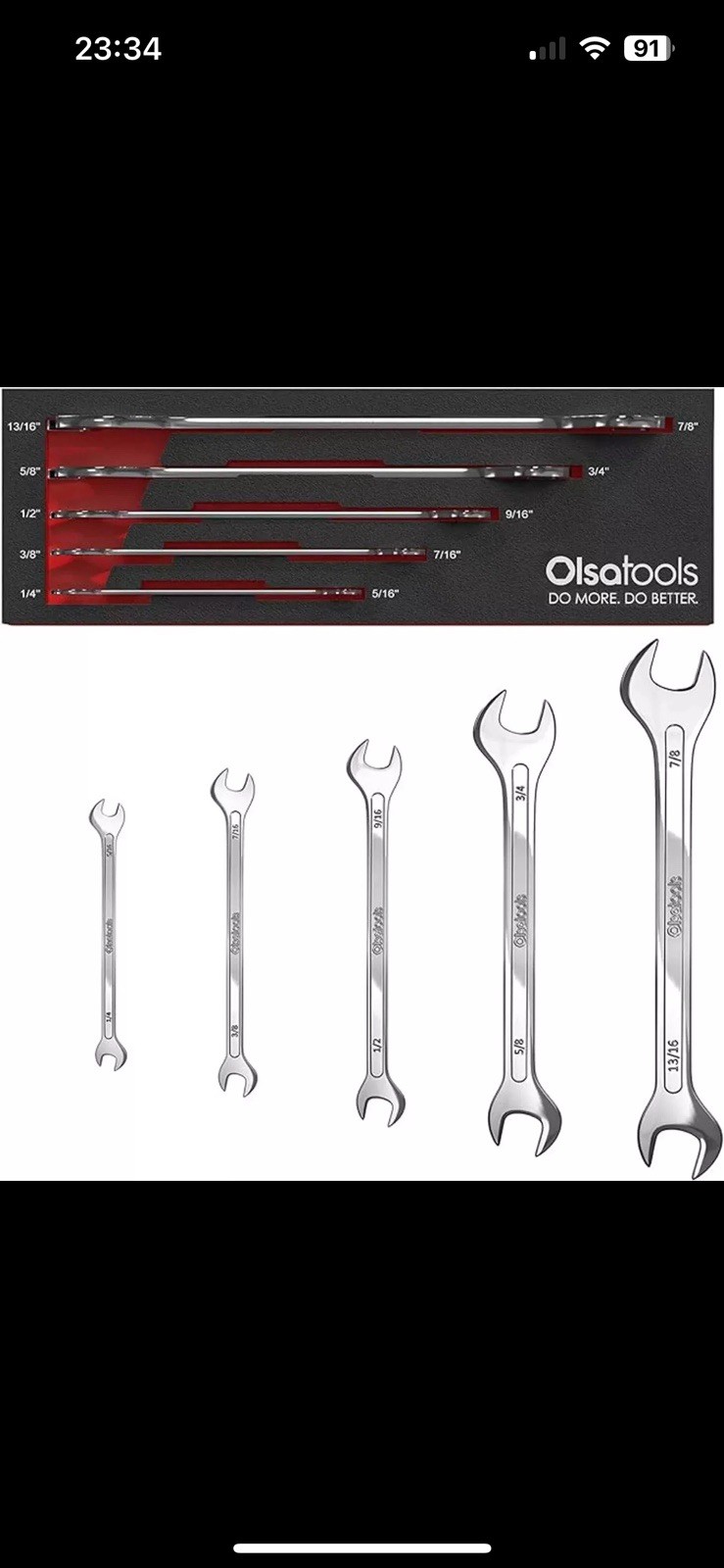 Flat Wrench Set 5pc SAE Slim Profile Open End Wrench Set Thin Mechanic DIY Tools