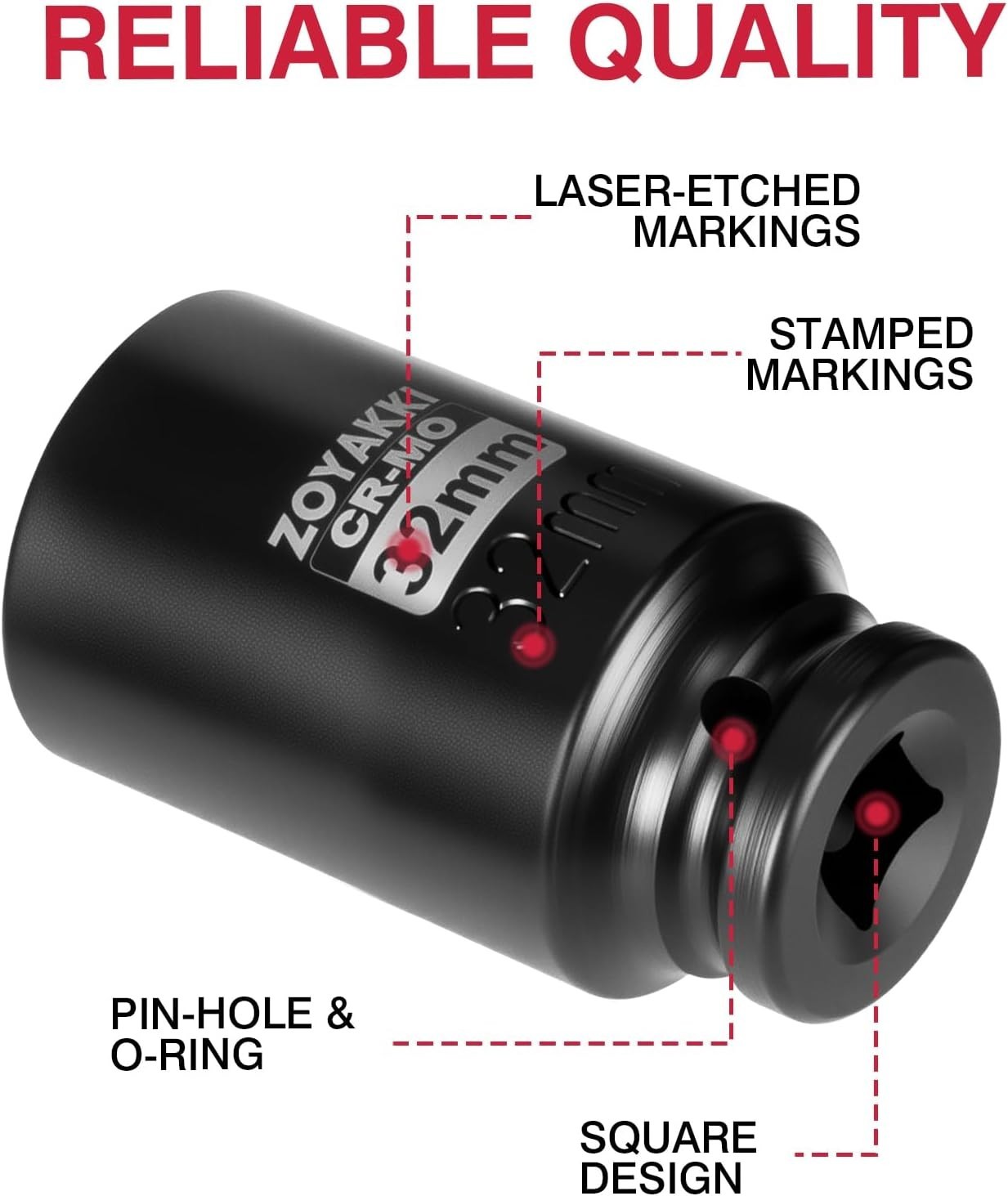 Pro Quality 1/2″ Drive 32mm 6PT Deep Impact Socket – Corrosion-Resistant CR-MO