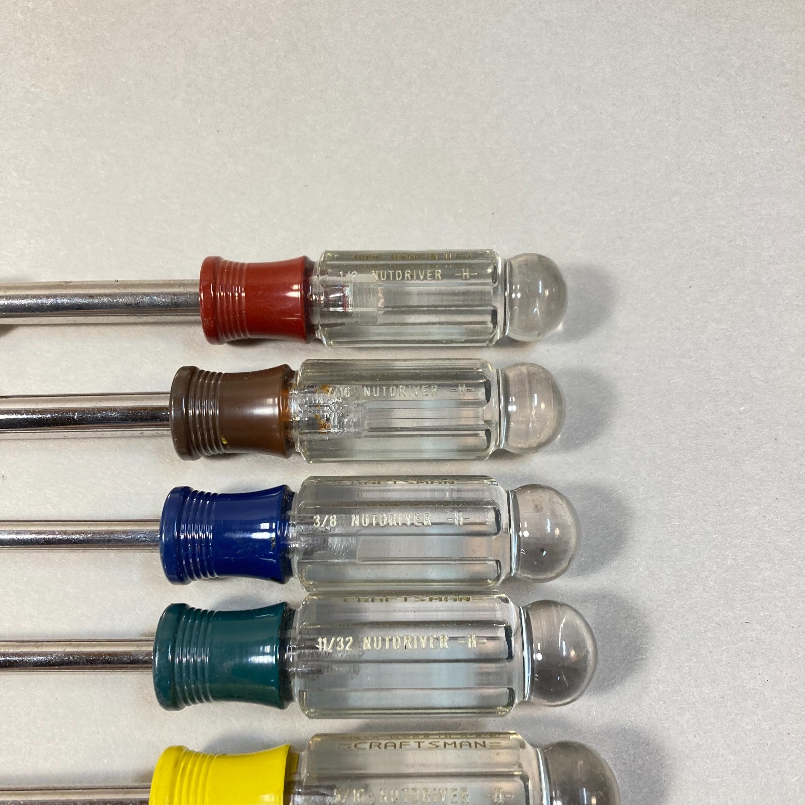 Vintage Craftsman Nut Driver Set 7 Pc SAE Ball End Color Coded USA