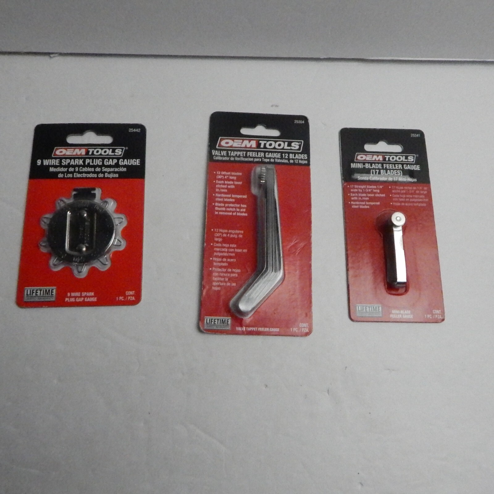 3pcs OEMTOOLS New Feeler Gauges, Spark Plug Gap, Tune Up Gauge 3 Pcs Total