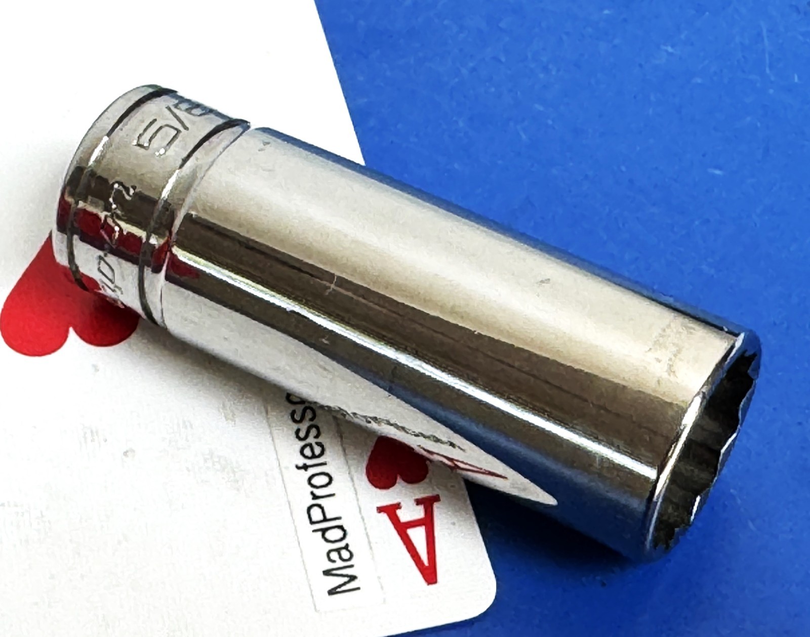 Snap-on Tools 3/8″ drive SAE 5/8″ Deep Chrome 12-point Socket wrench SF201 NEW