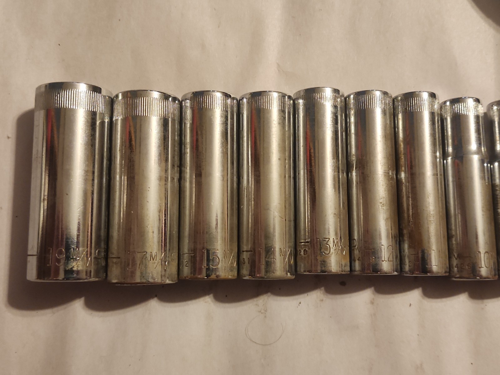 Craftsman V-Series 3/8-inch Drive 6-Point Metric Deep Socket Set Of 9 9-19mm