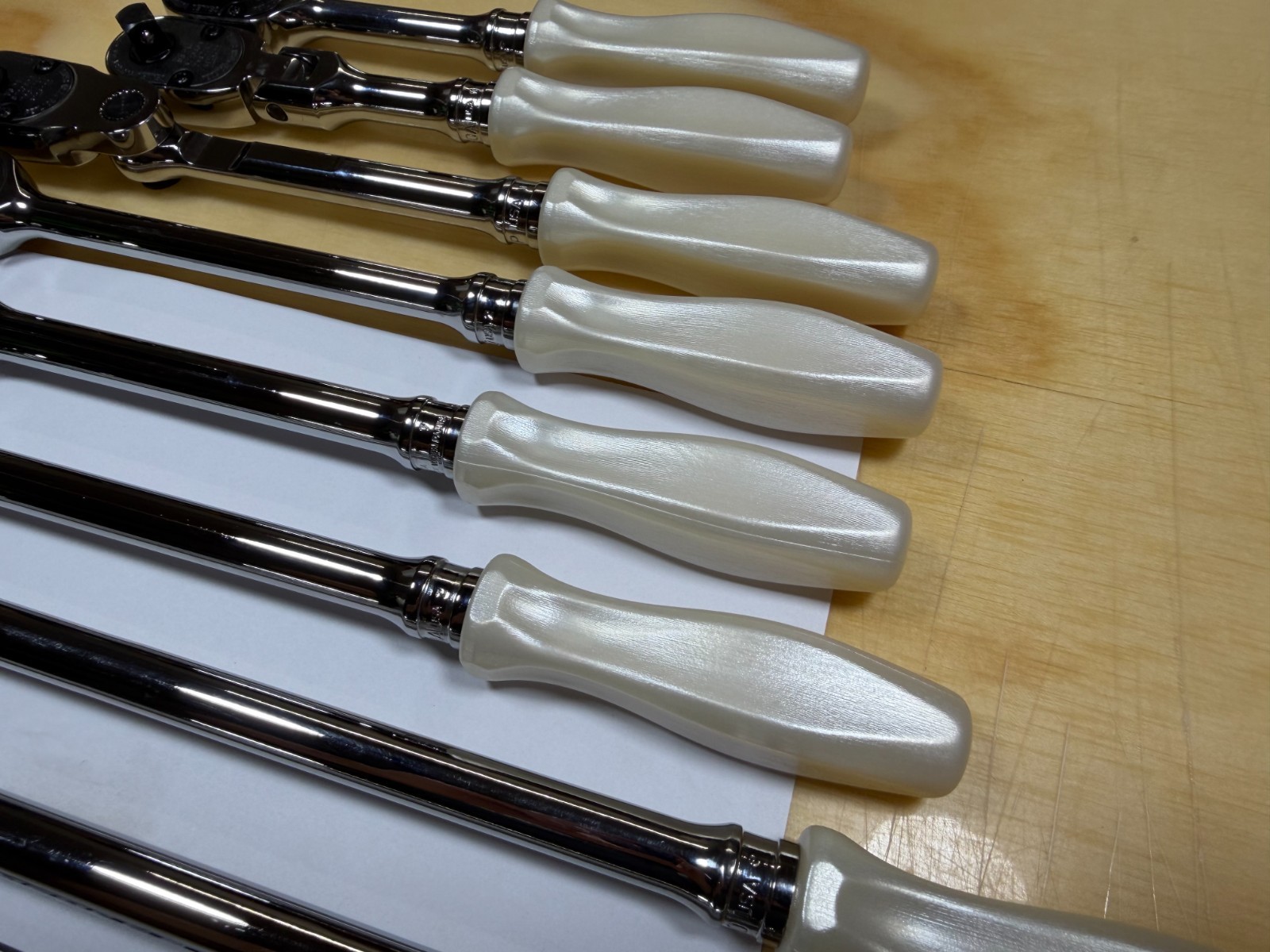 Snap-on Tools NEW RARE PEARL WHITE 8pc 3/8″ Drive Hard Grip Master Ratchet Set
