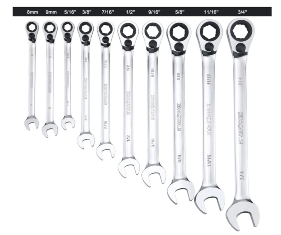 STARWORK 20PC Reversible Non-Slip Ratcheting Spanner Set, SAE/ Metric, rrp £179