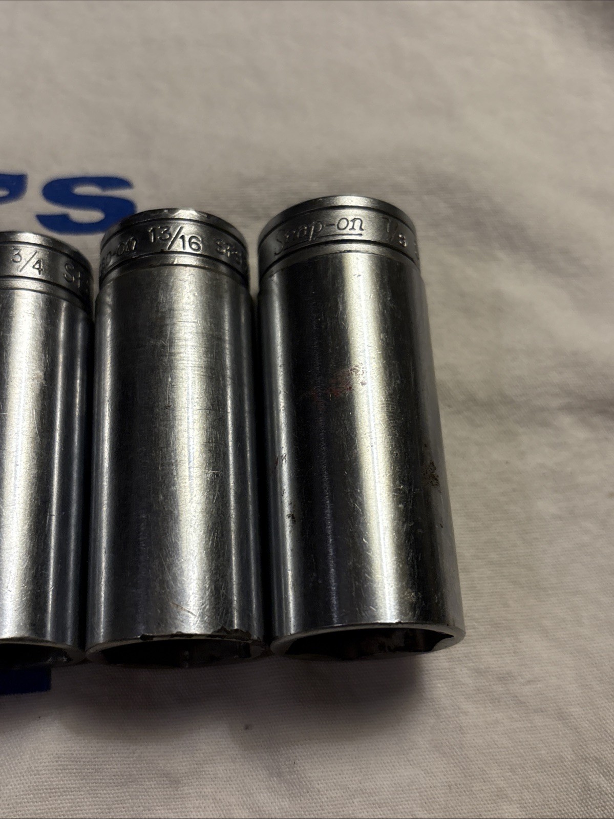 Vtg Snap-on Tools USA 3/8″ Drive 6pt 11pc SAE Deep Chrome Socket Set 211SFSY